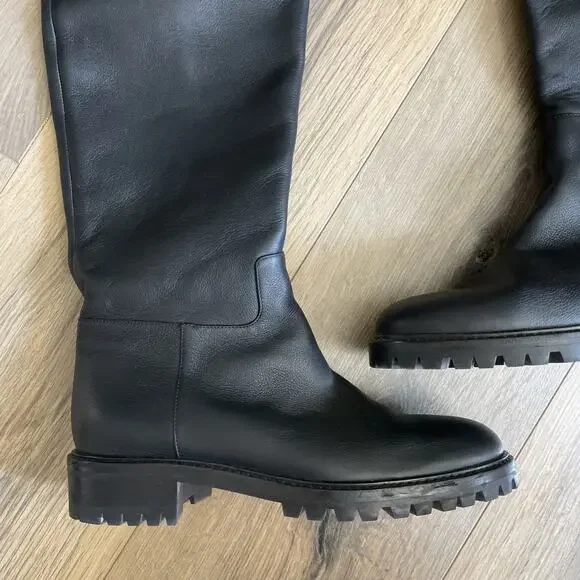 Michael Kors Collection Italy Chesley Over The Knee Boots Leather Black Size 38 - Picture 7 of 16